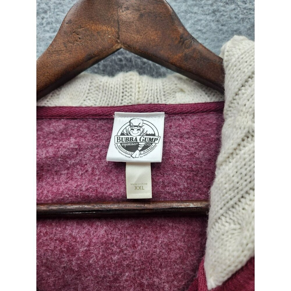 Bubba‎ Gump Shrimp Co. Burgundy Hooded Cardigan Sweater Jacket XXL Cotton mix - Picture 3 of 5